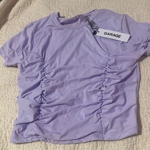 Garage Ruched Tee In Pastel Lilac SIZE SMALL